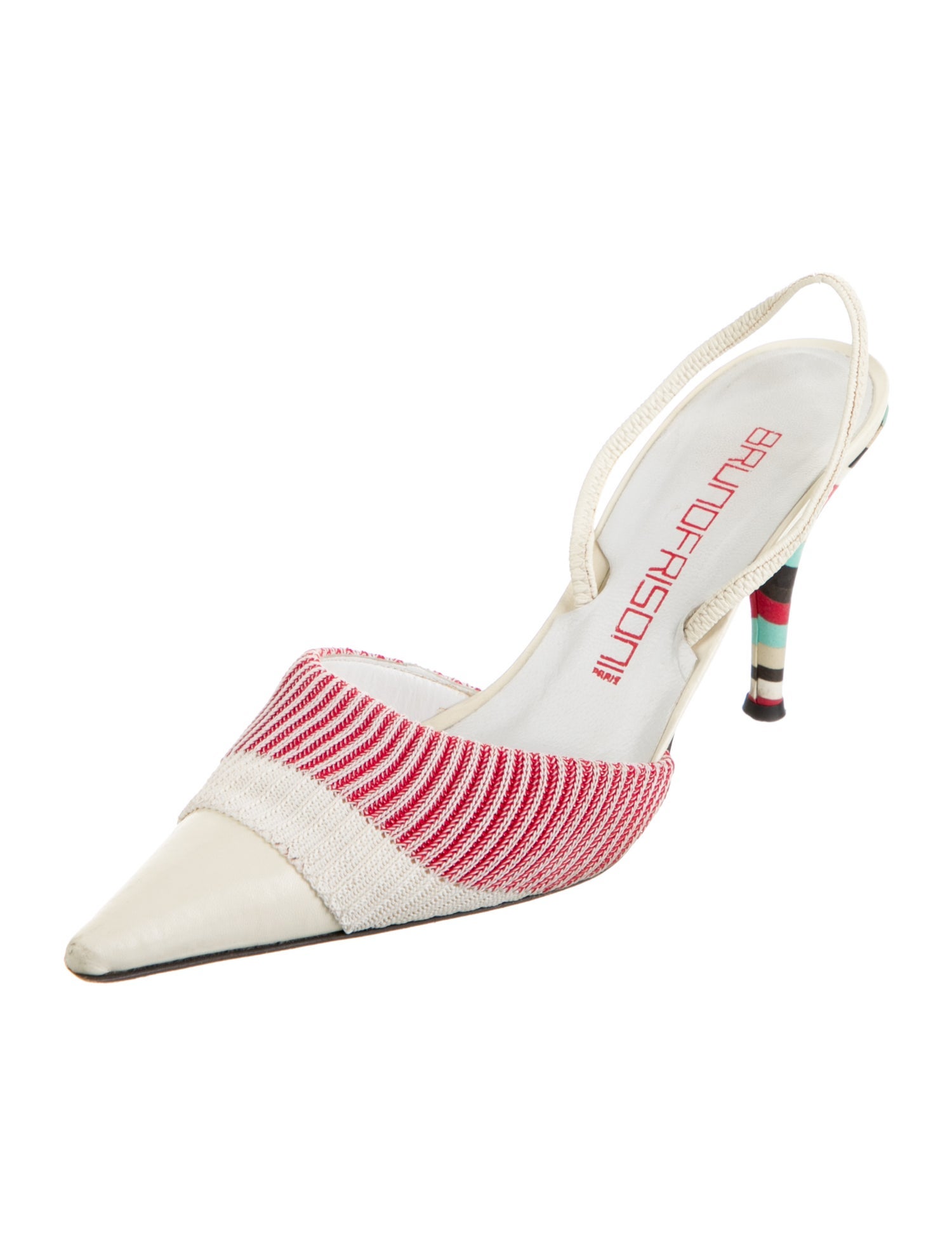 Bruno Frisoni Leather Printed Slingback Pumps