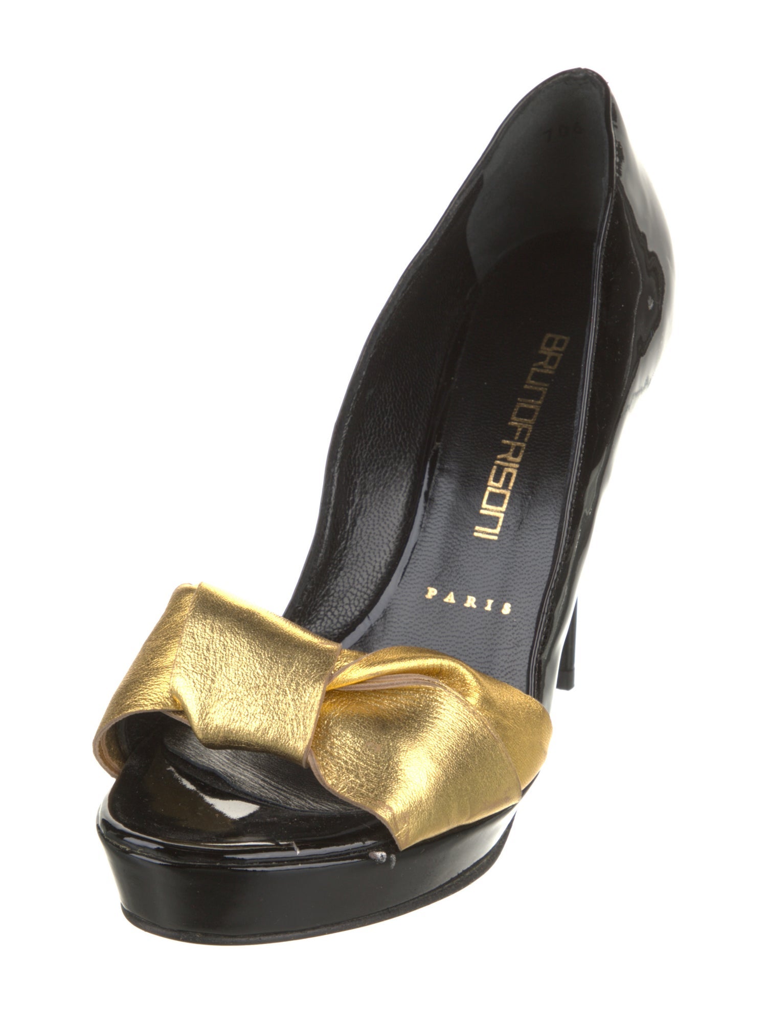 Bruno Frisoni Patent Leather Colorblock Pattern D'Orsay Pumps