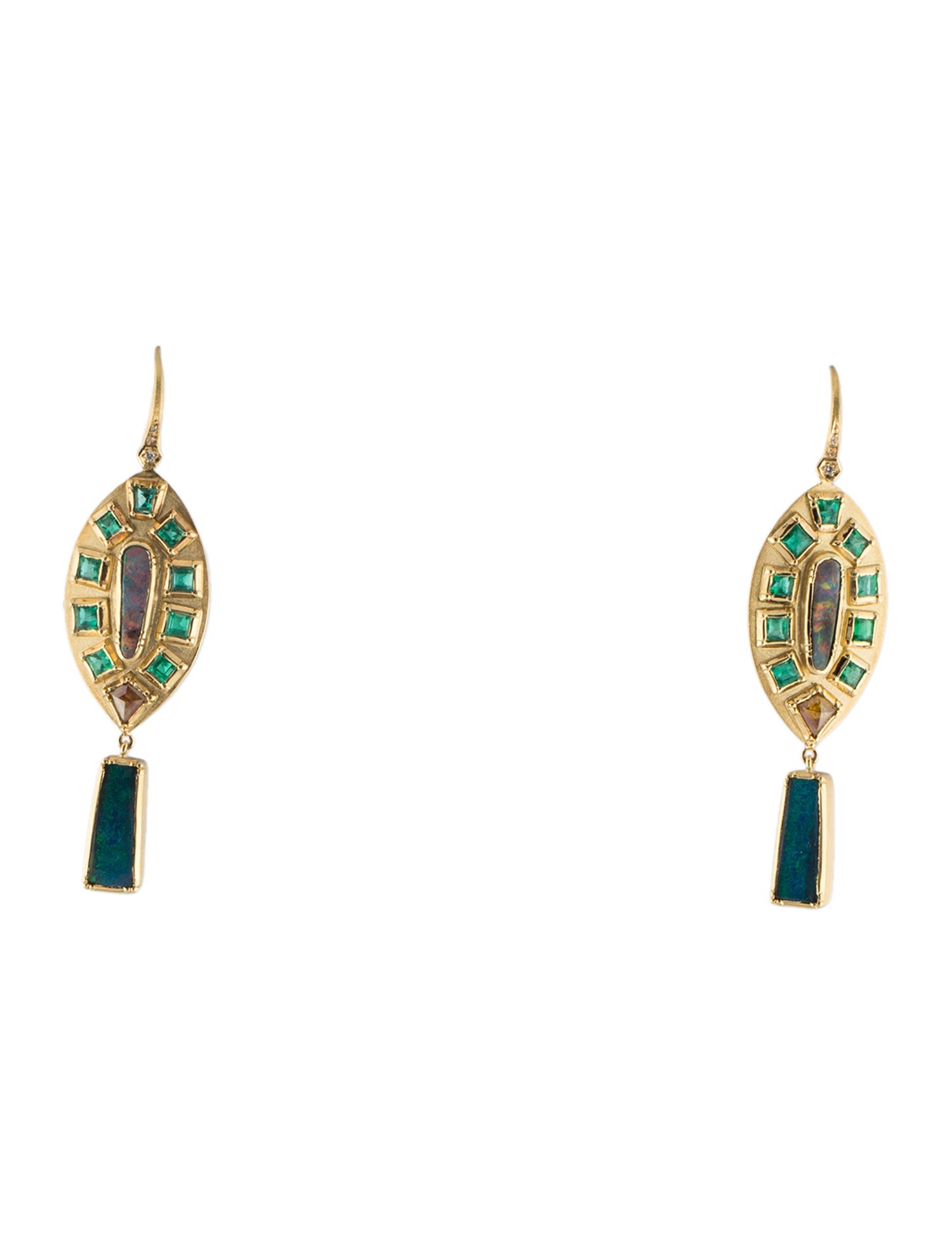 Brooke Gregson 18K Boulder Opal, Emerald & Diamond Drop Earrings