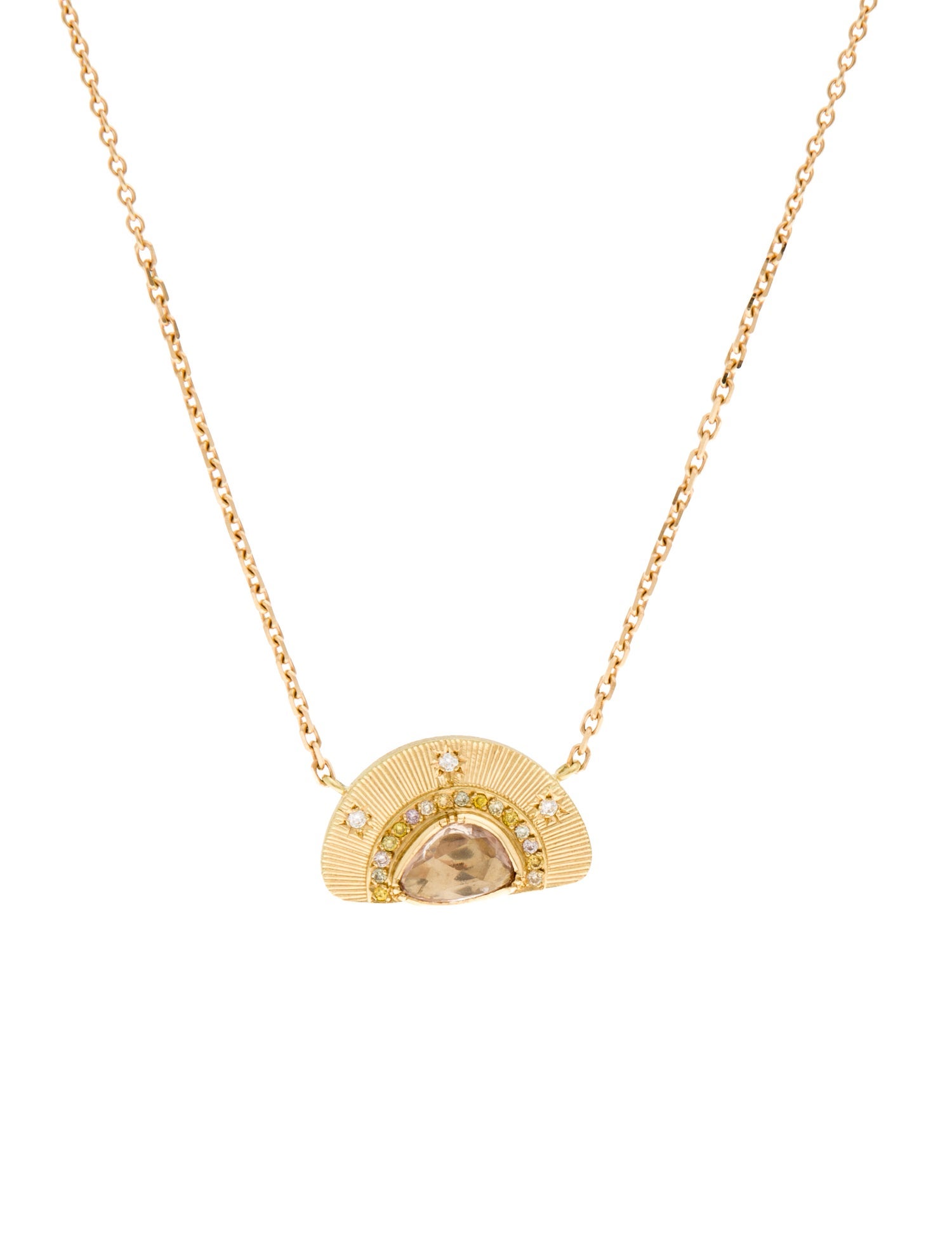 Brooke Gregson 18K Sapphire & Diamond Sun Ray Pendant Necklace