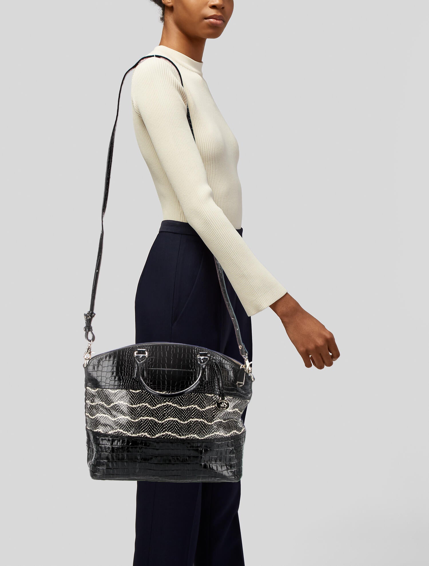 Brahmin Embossed Leather Top Handle Bag