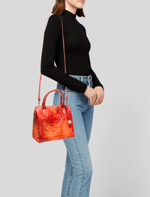 Brahmin Embossed Leather Top Handle Bag