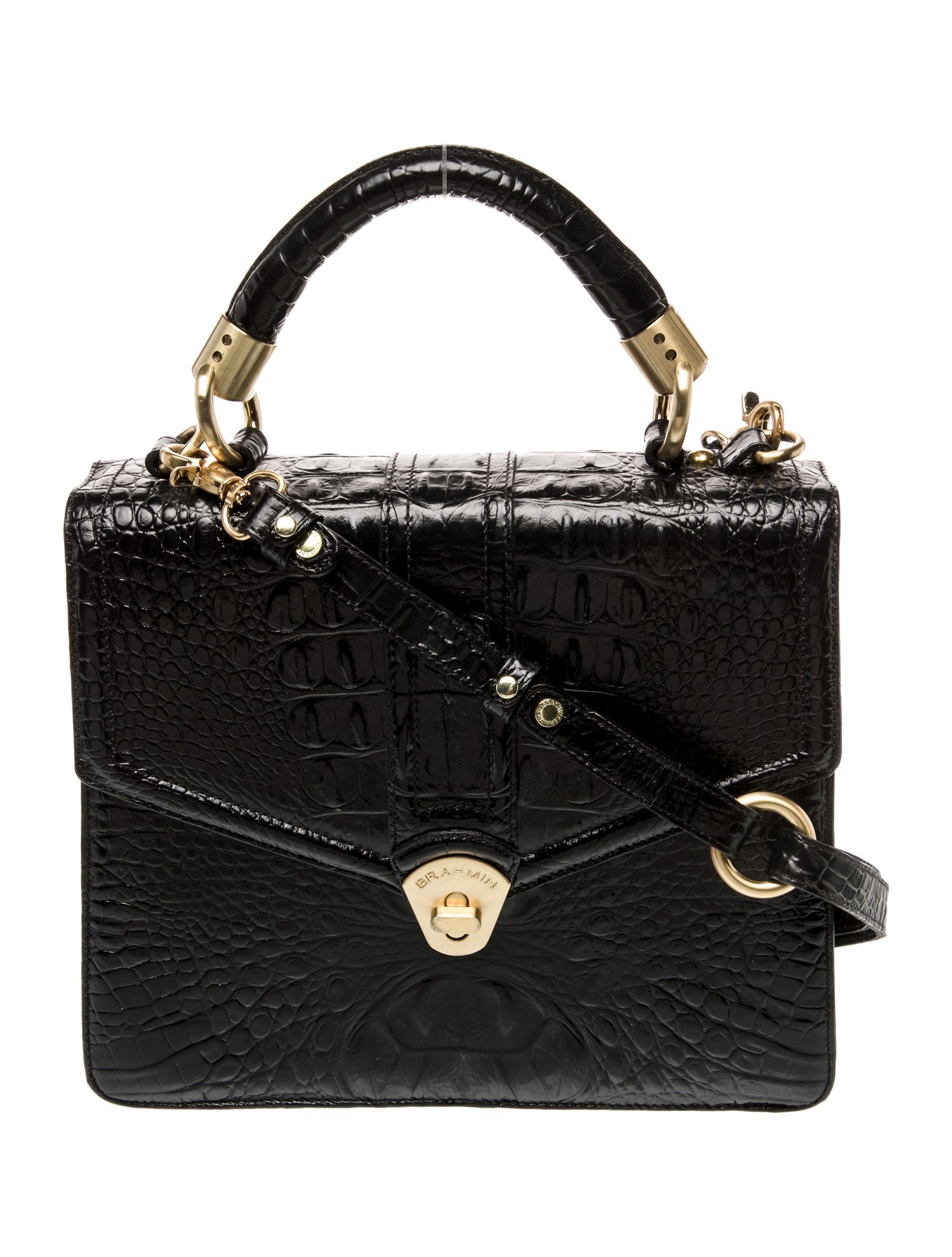 Brahmin Embossed Leather Top Handle Bag