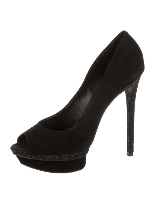 Brian Atwood Suede Peep-Toe Pumps
