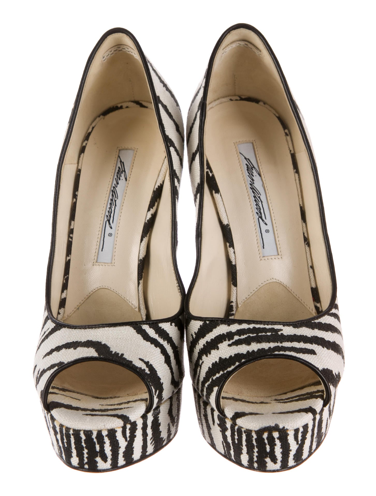 Brian Atwood Zebra Print PeepToe Pumps Shoes BRI22600 The RealReal