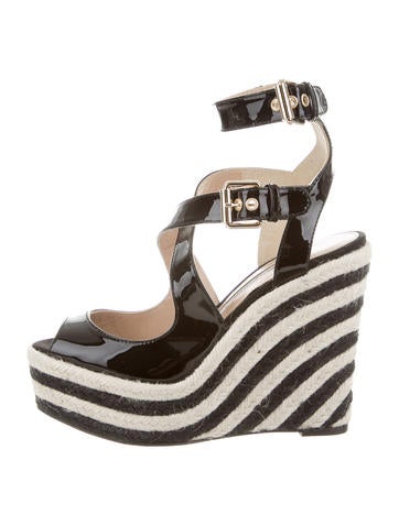Brian Atwood Patent Leather Wedge Sandals
