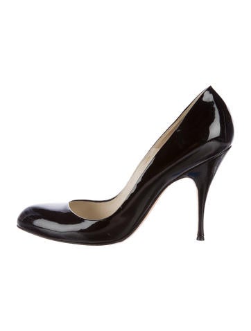 Brian Atwood Patent Leather Round-Toe Pumps