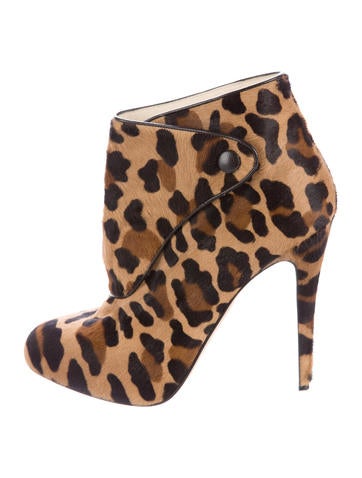 Brian Atwood Leopard Print Ponyhair Booties