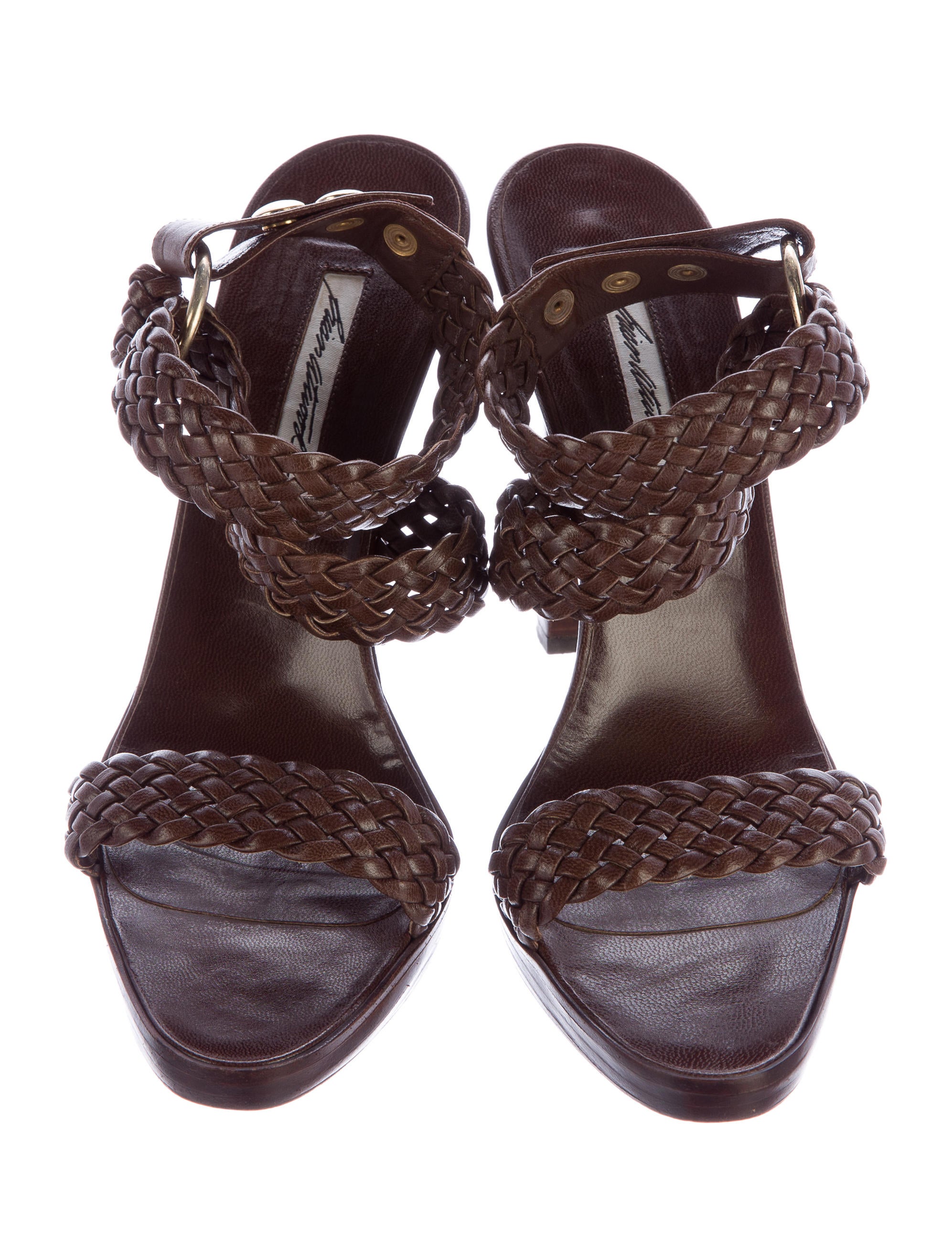 Brian Atwood Leather Braided Sandals Shoes BRI23675 The RealReal