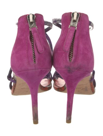 Brian Atwood Suede Animal Print Sandals