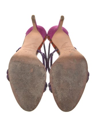 Brian Atwood Suede Animal Print Sandals