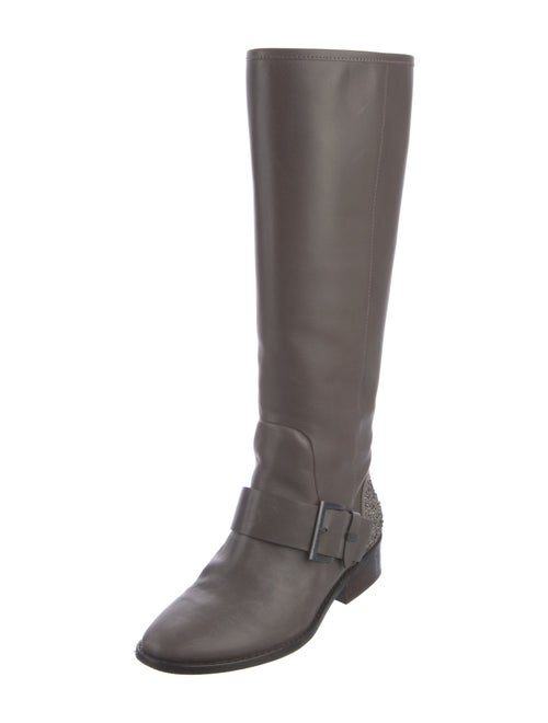 Brian Atwood Leather Crystal Embellishments Riding Boots