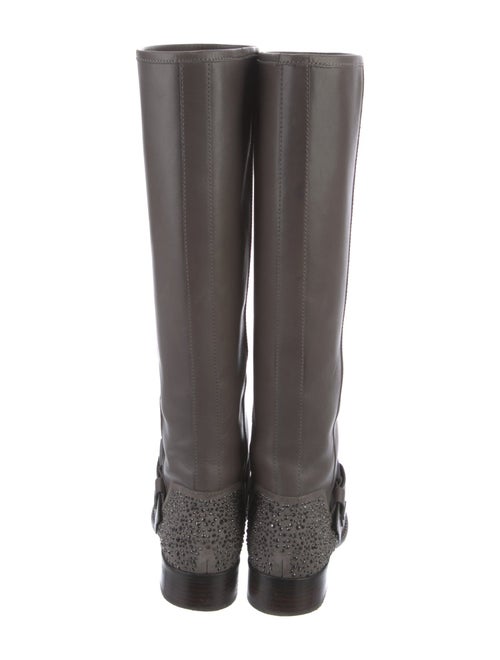 Brian Atwood Leather Crystal Embellishments Riding Boots