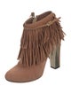 Brian Atwood Suede Fringe Trim Accent Western Boots