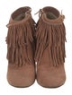 Brian Atwood Suede Fringe Trim Accent Western Boots