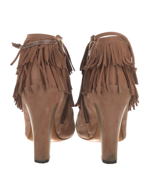 Brian Atwood Suede Fringe Trim Accent Western Boots