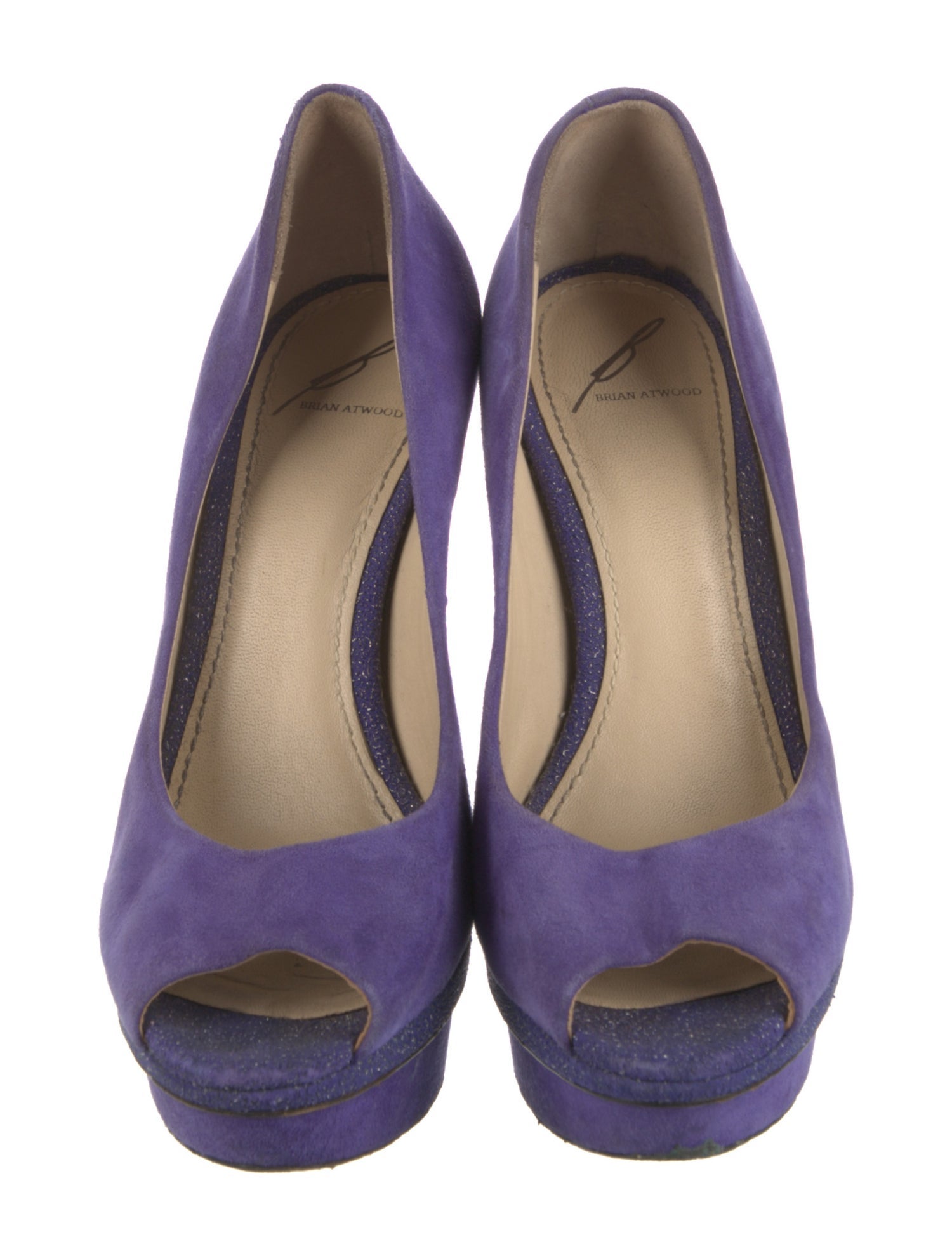 Brian Atwood Suede Glitter Accents Pumps