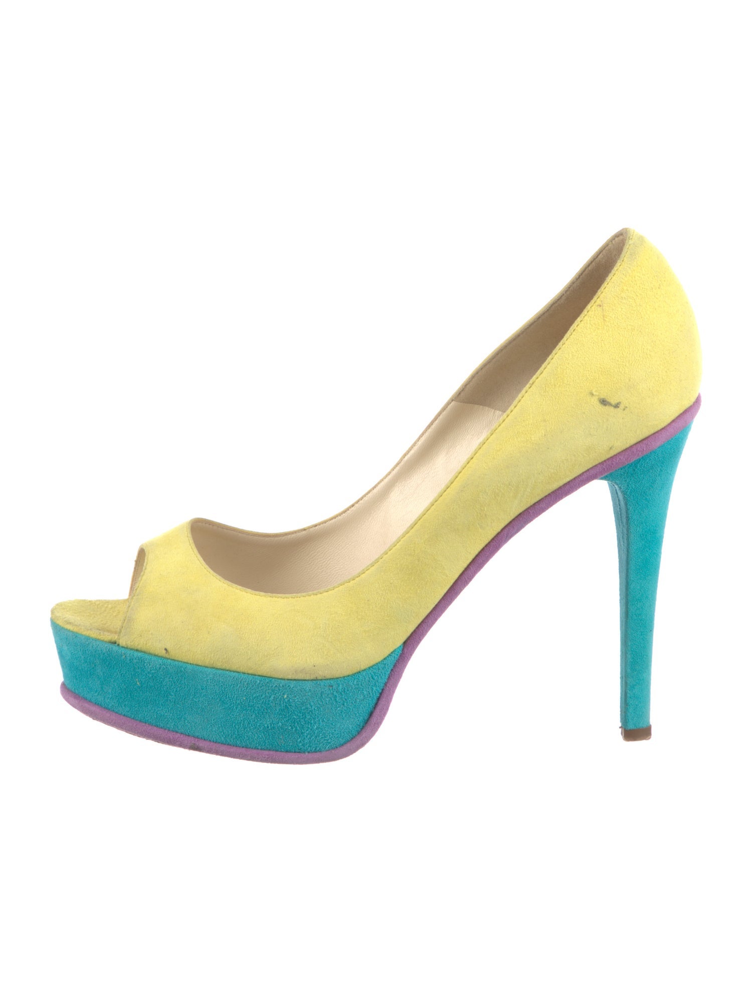 Brian Atwood Suede Colorblock Pattern Sandals