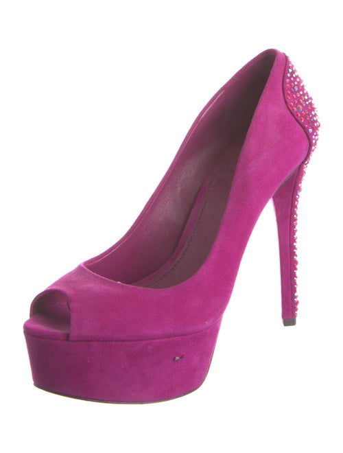 Brian Atwood Suede Crystal Embellishments Pumps