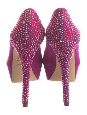 Brian Atwood Suede Crystal Embellishments Pumps