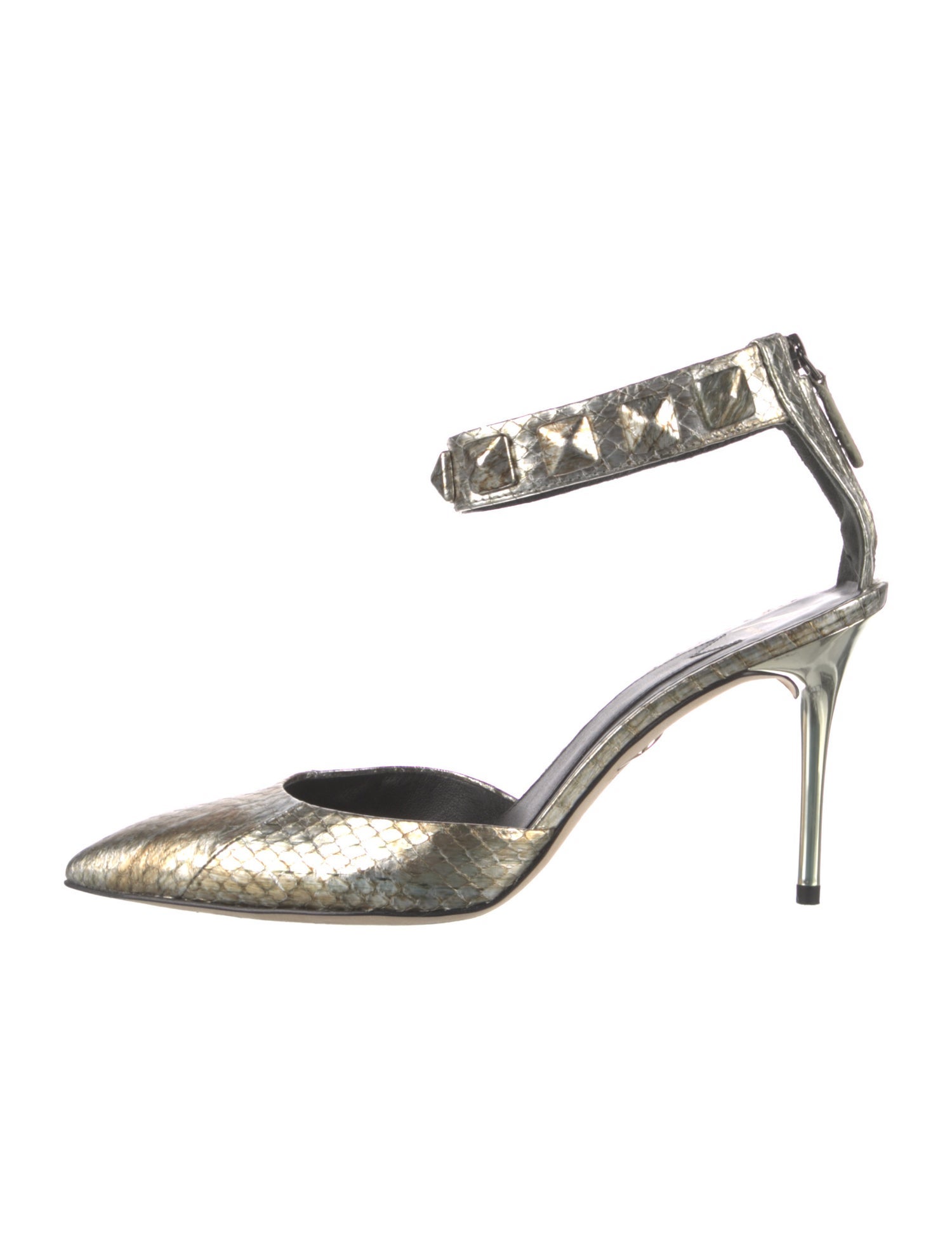 Brian Atwood Embossed Leather Studded Accents D'Orsay Pumps