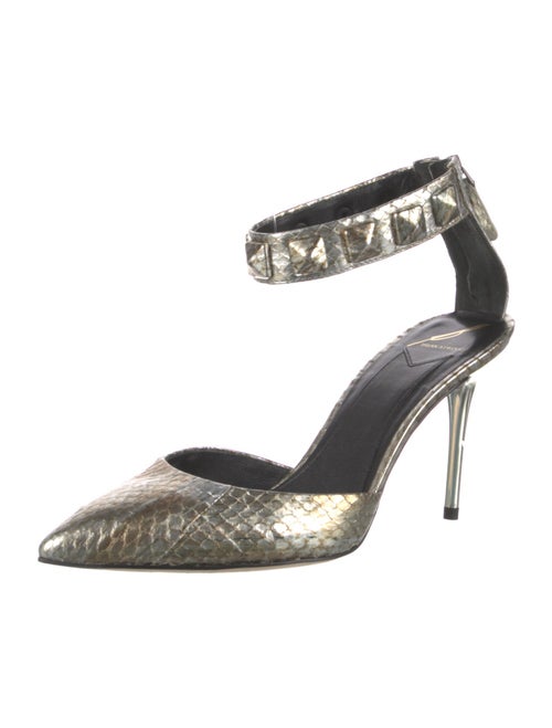 Brian Atwood Embossed Leather Studded Accents D'Orsay Pumps