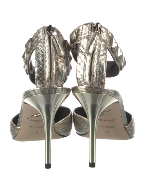 Brian Atwood Embossed Leather Studded Accents D'Orsay Pumps