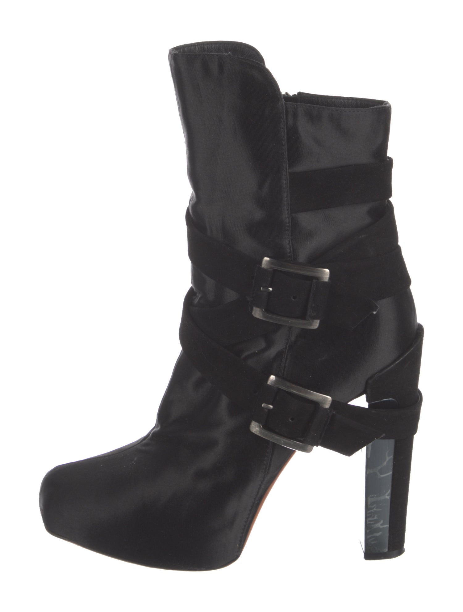 Brian Atwood Satin Moto Boots