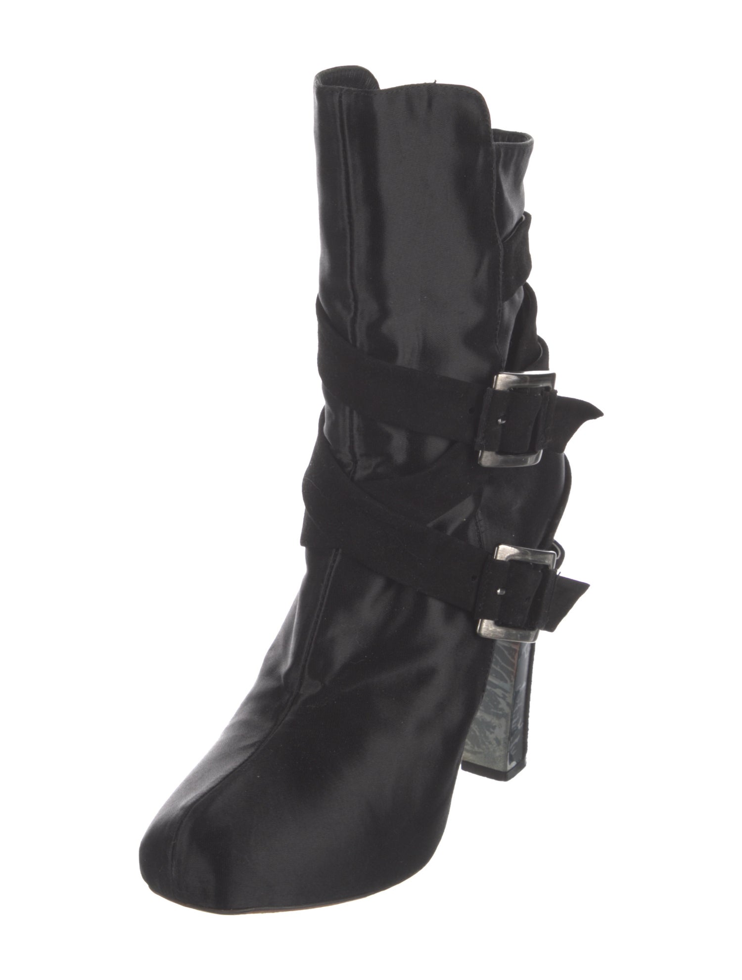 Brian Atwood Satin Moto Boots