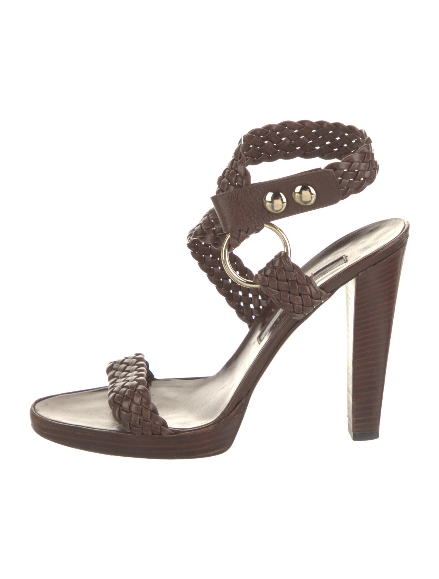 Brian Atwood Leather Braided Accents Sandals