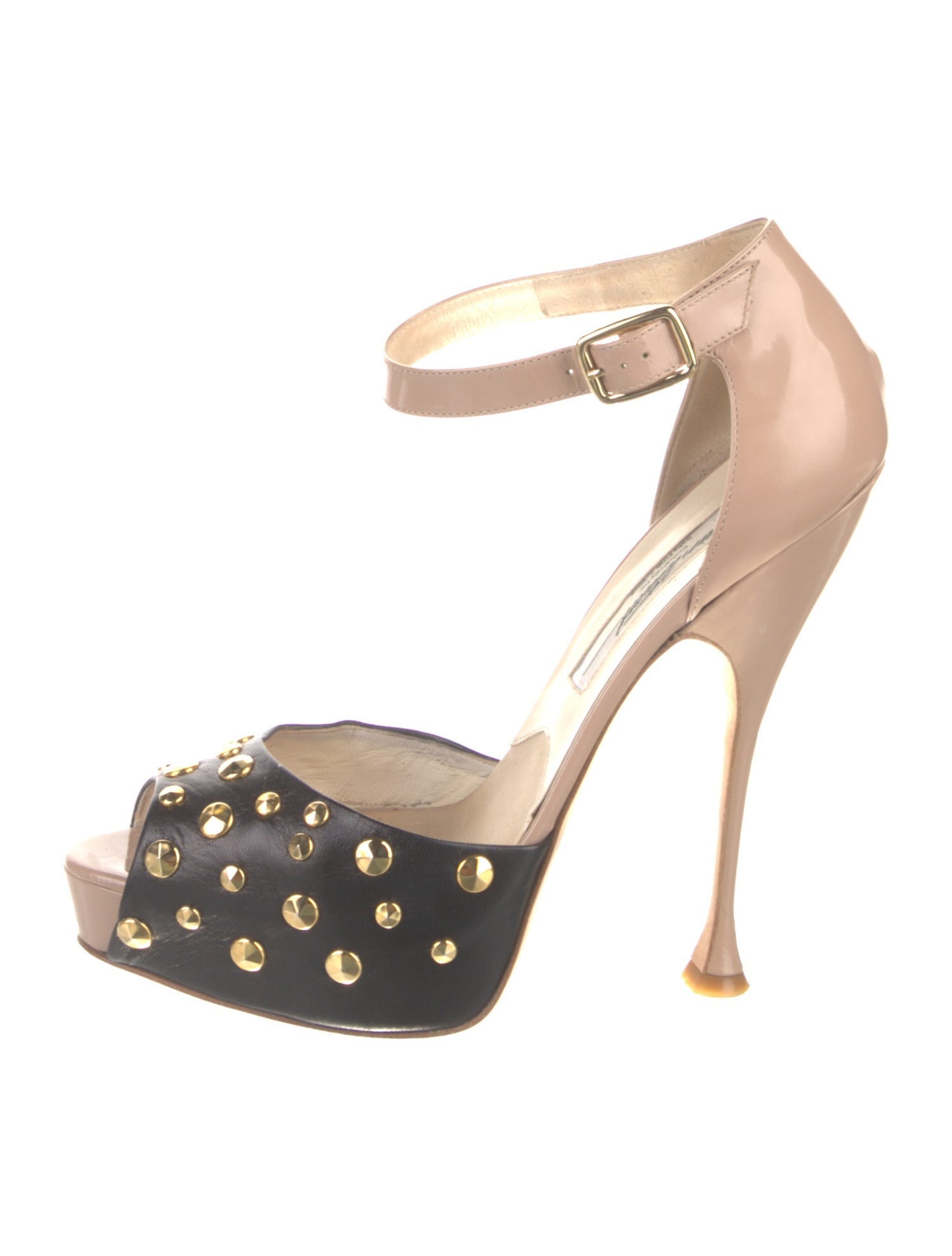 Brian Atwood Leather Colorblock Pattern Sandals