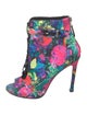 Brian Atwood Satin Printed Lace-Up Boots