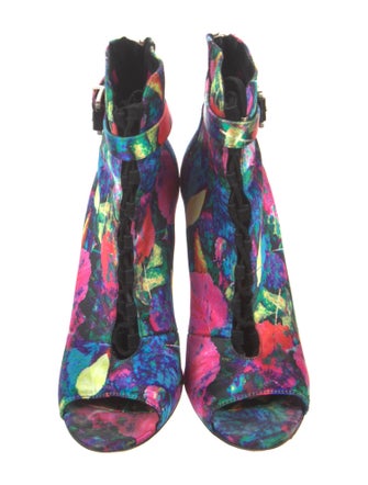 Brian Atwood Satin Printed Lace-Up Boots