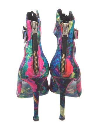 Brian Atwood Satin Printed Lace-Up Boots