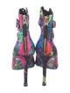 Brian Atwood Satin Printed Lace-Up Boots