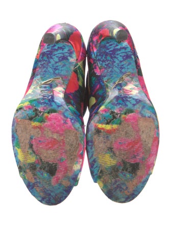 Brian Atwood Satin Printed Lace-Up Boots