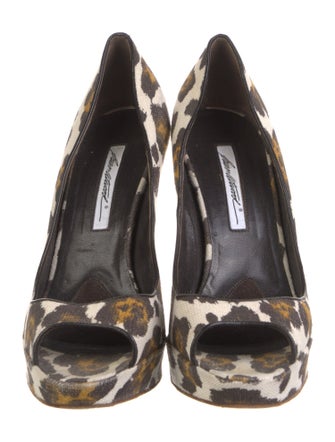 Brian Atwood Canvas Animal Print Pumps