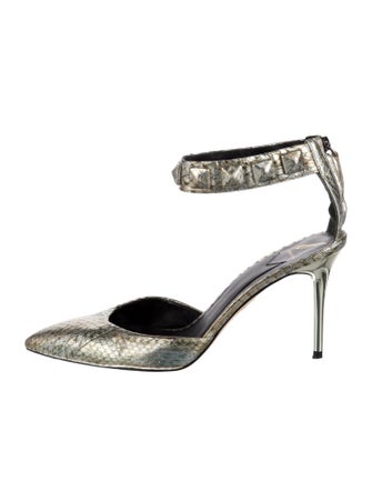 Brian Atwood Embossed Leather Studded Accents D'Orsay Pumps