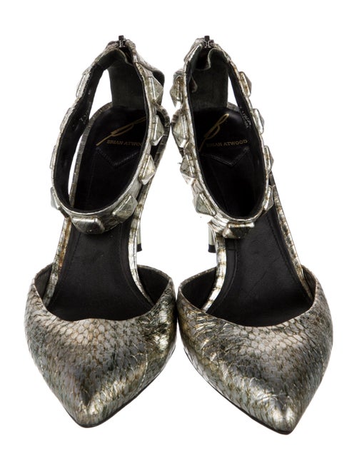 Brian Atwood Embossed Leather Studded Accents D'Orsay Pumps