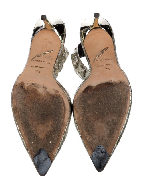 Brian Atwood Embossed Leather Studded Accents D'Orsay Pumps