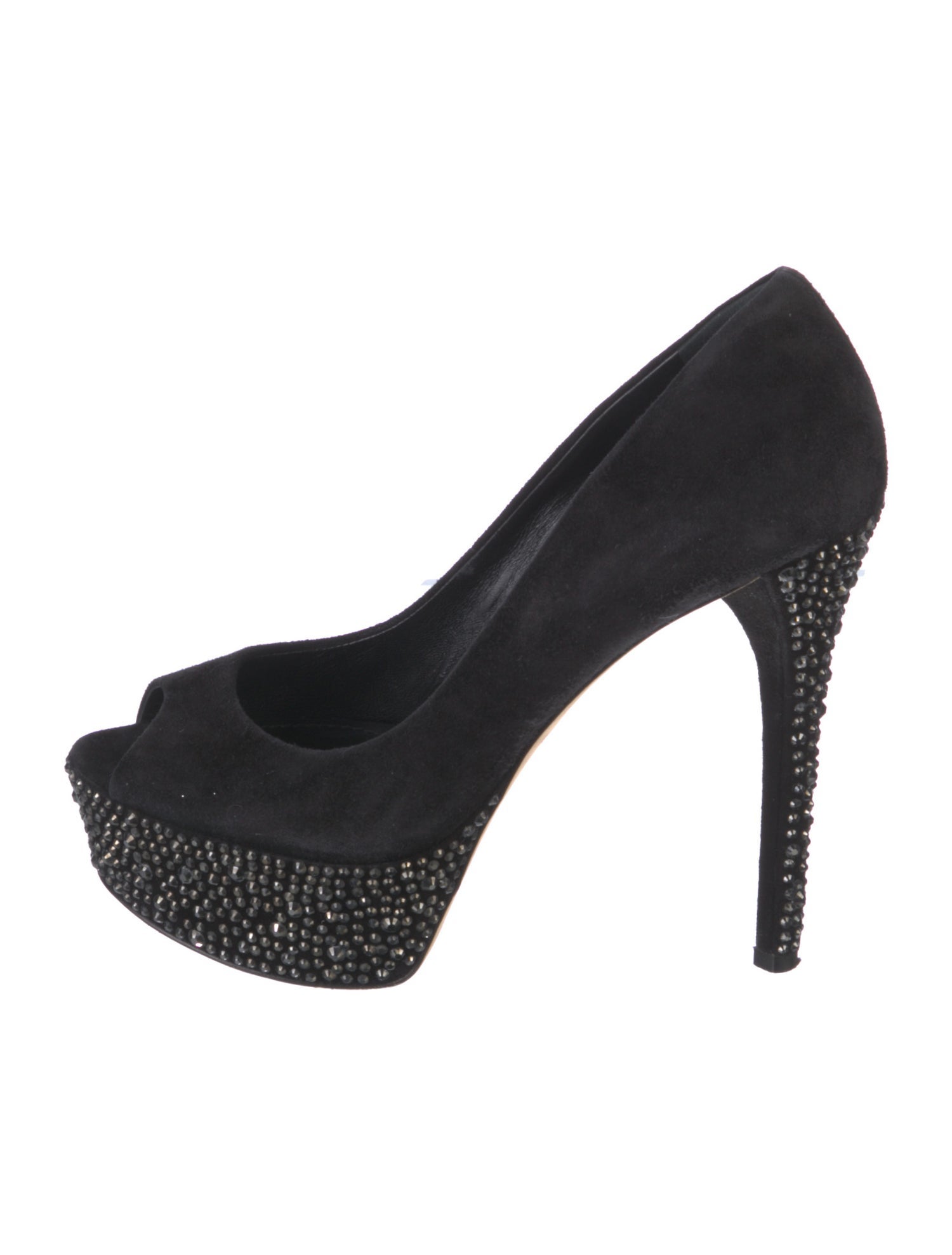 Brian Atwood Suede Crystal Embellishments Pumps