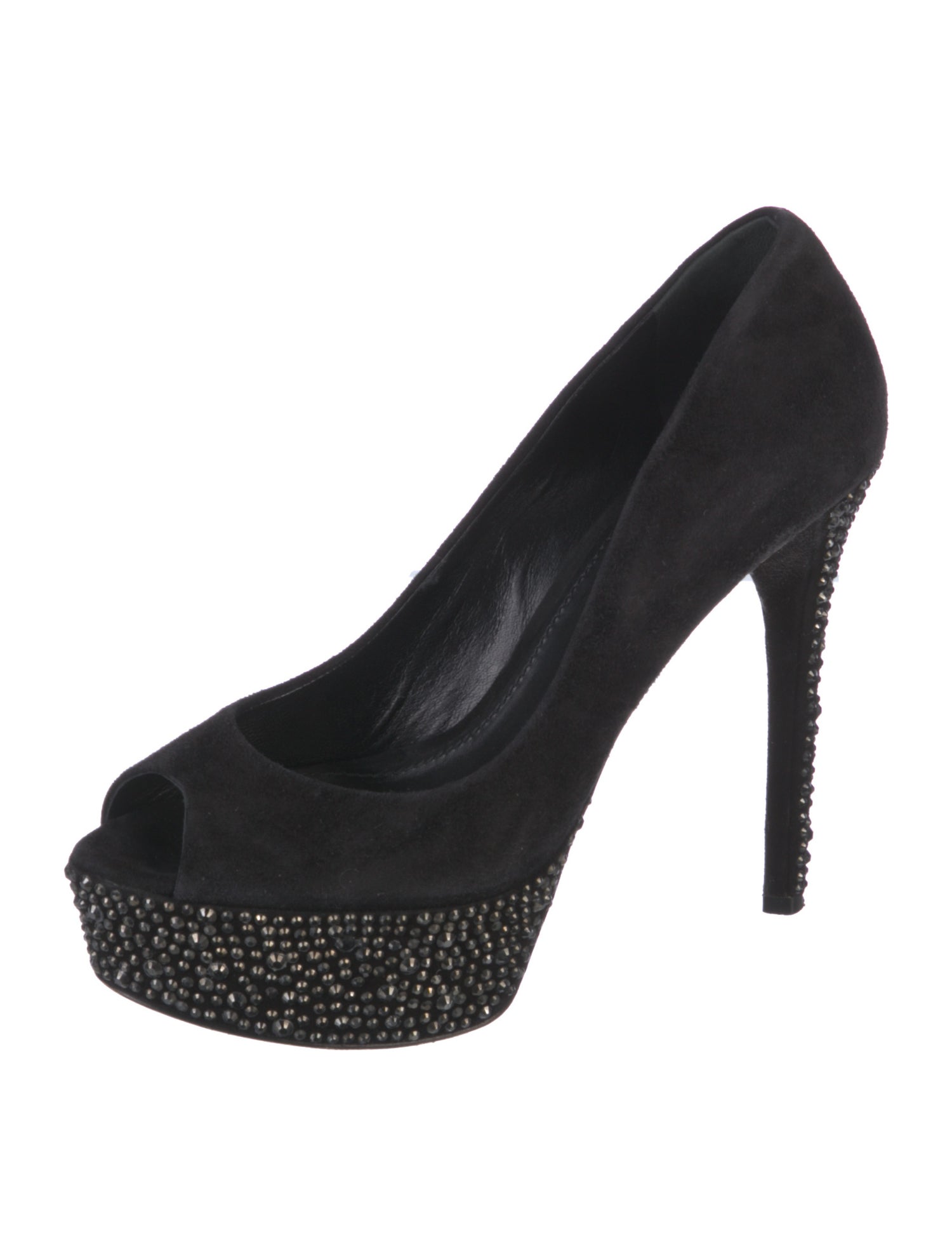 Brian Atwood Suede Crystal Embellishments Pumps