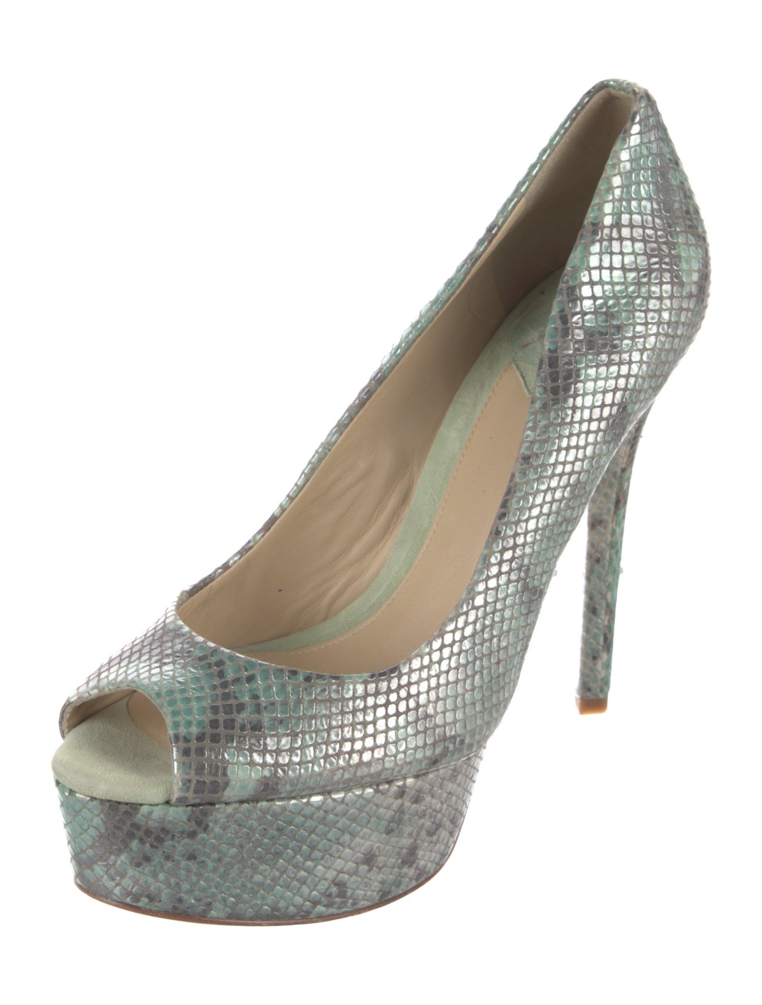 Brian Atwood Leather Animal Print Pumps