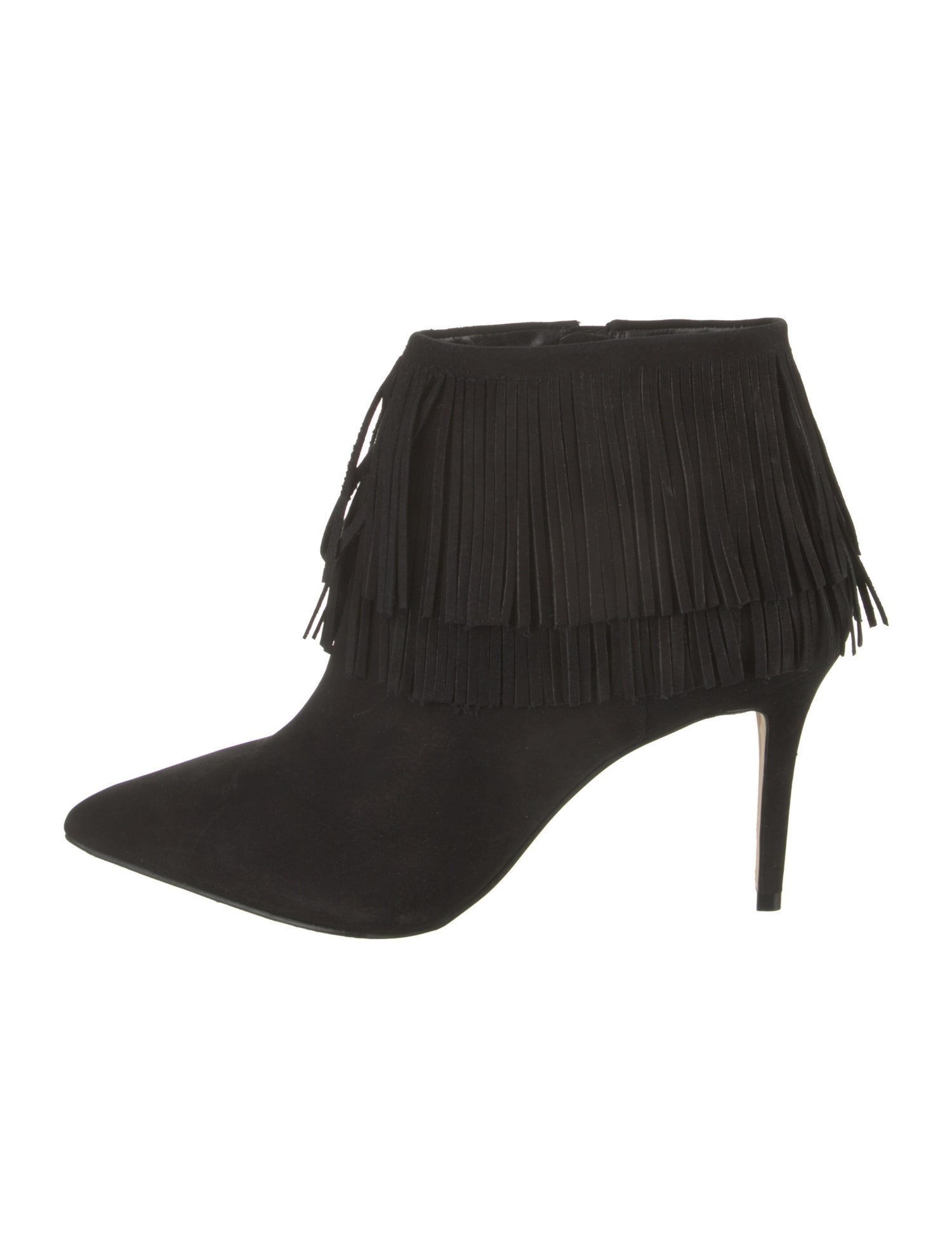 Brian Atwood Suede Fringe Trim Accent Lace-Up Boots