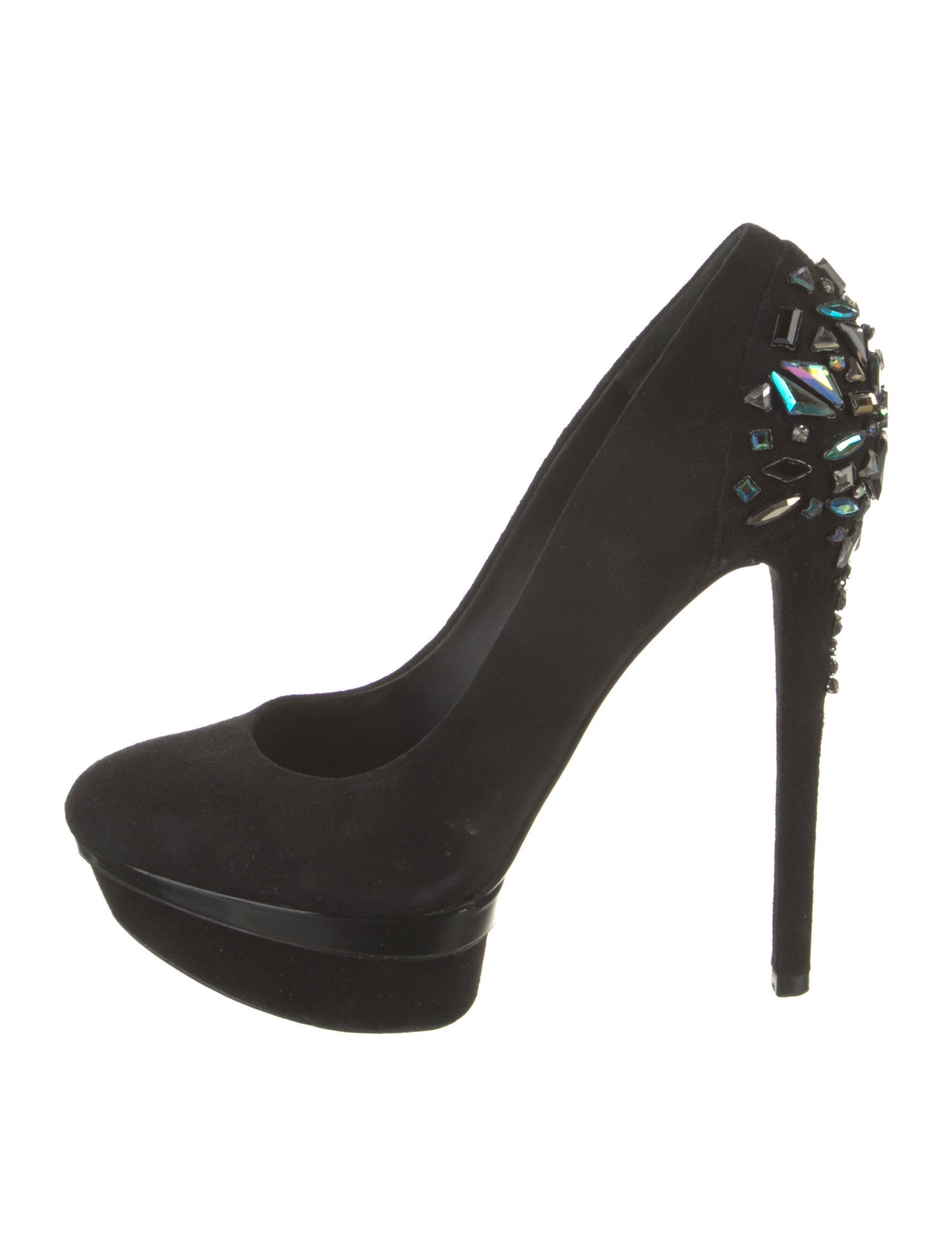 Brian Atwood Suede Crystal Embellishments Pumps