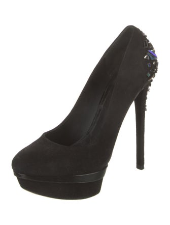 Brian Atwood Suede Crystal Embellishments Pumps