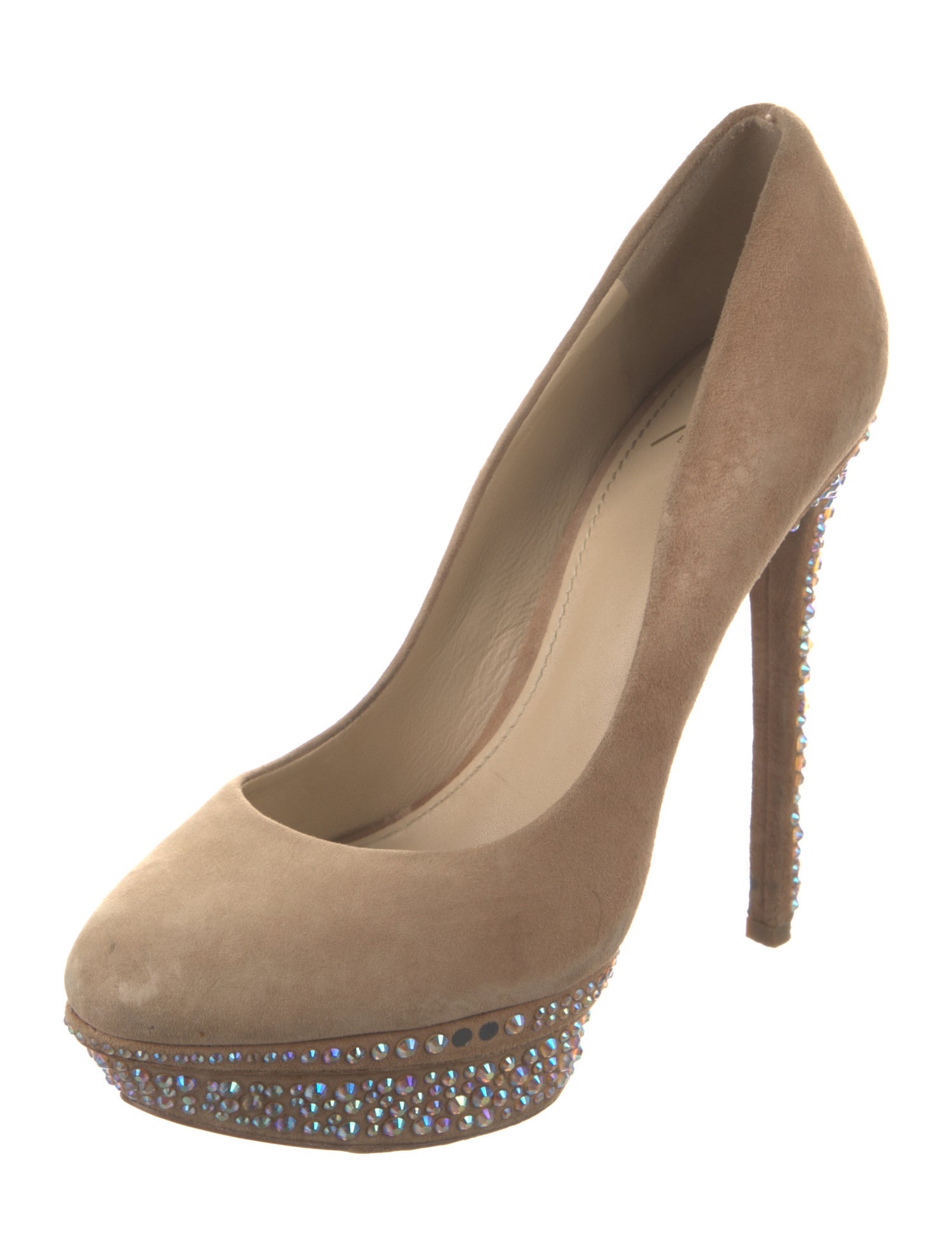 Brian Atwood Suede Crystal Embellishments Pumps