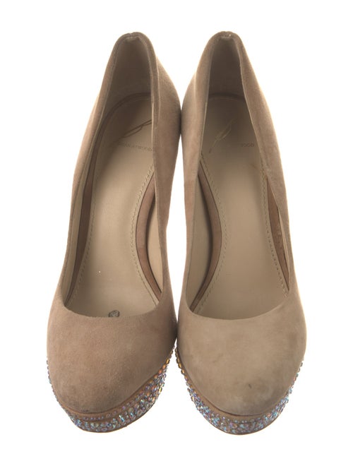 Brian Atwood Suede Crystal Embellishments Pumps