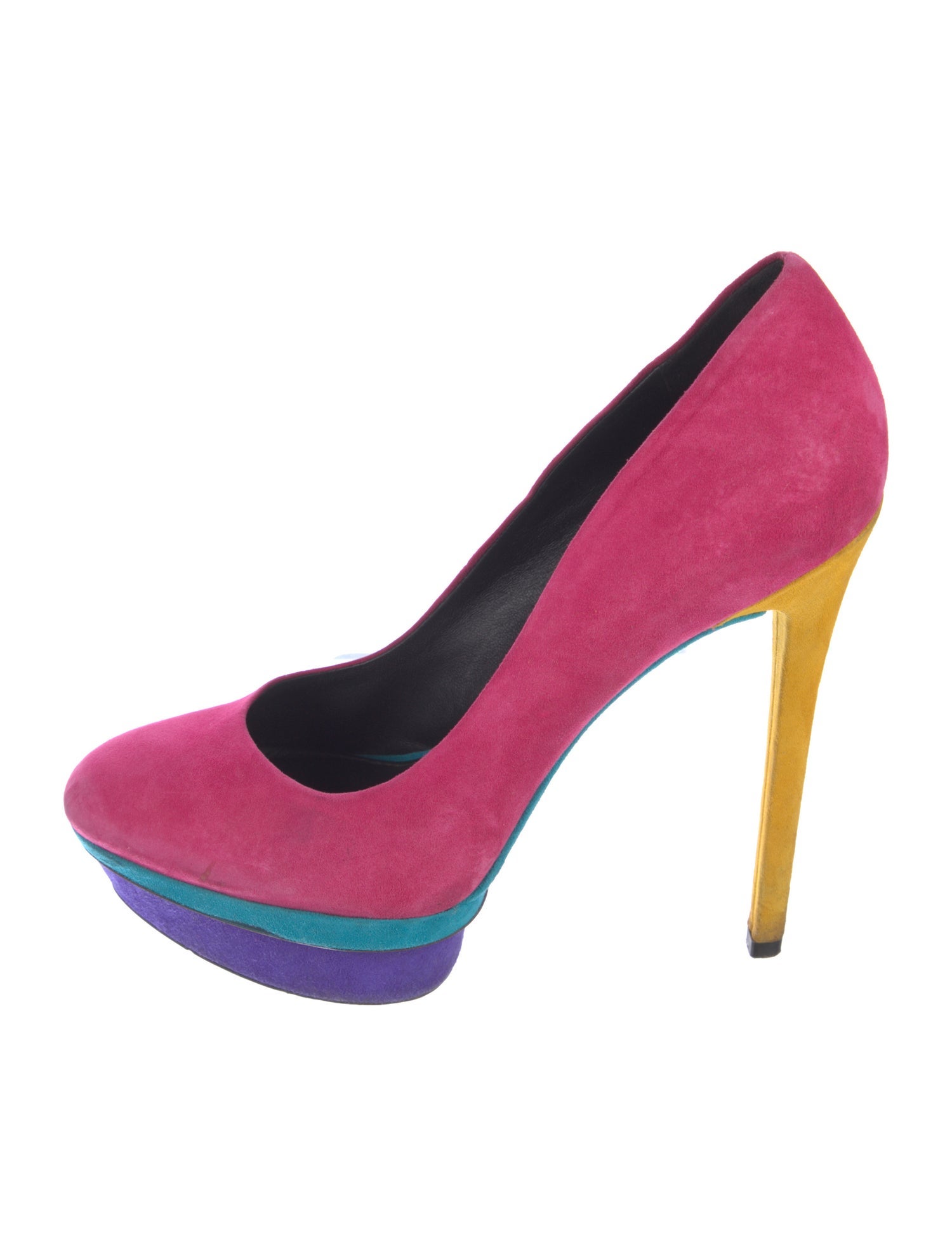 Brian Atwood Suede Colorblock Pattern Pumps