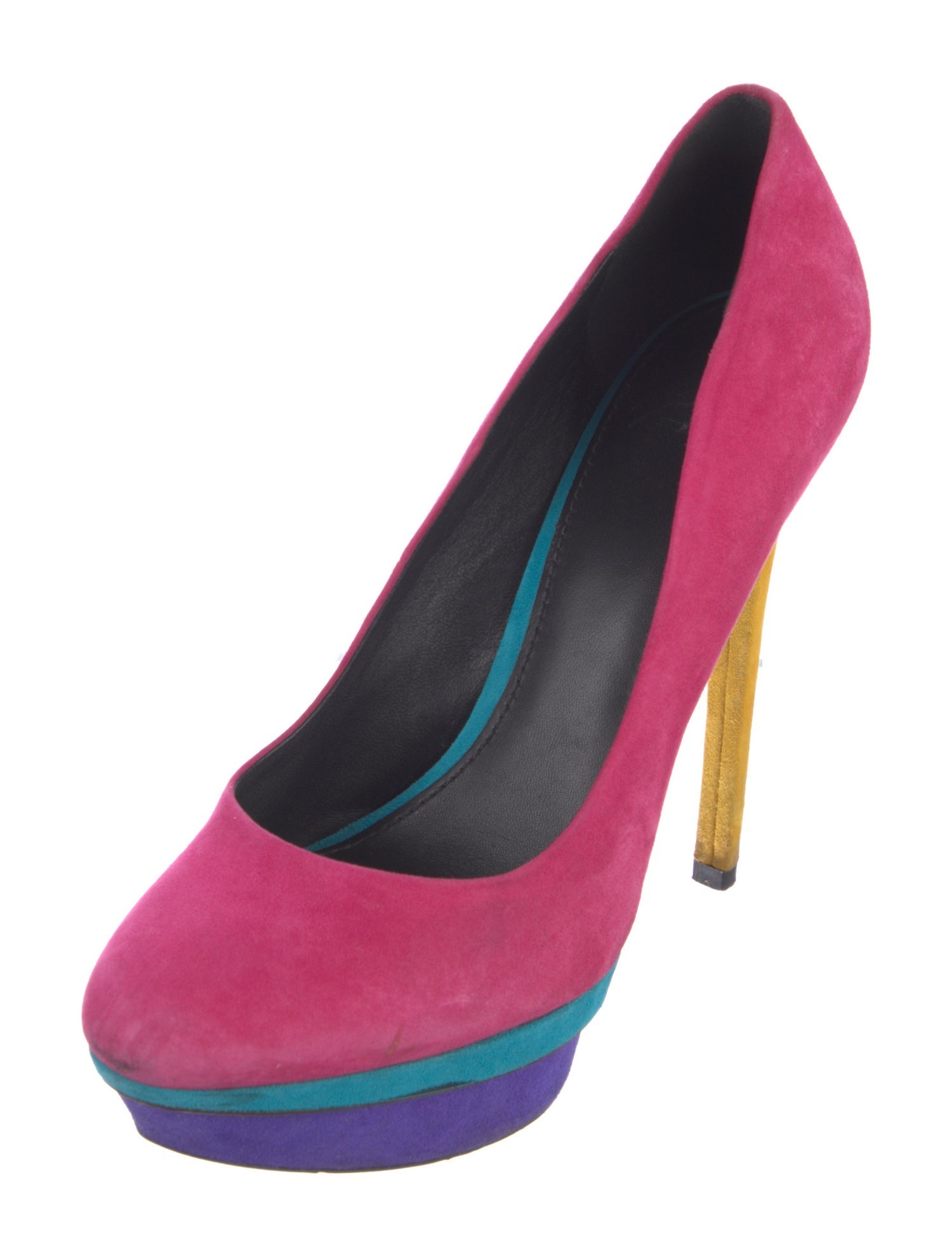 Brian Atwood Suede Colorblock Pattern Pumps
